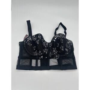 Victoria’s Secret Very Sexy Lined Balconette Bra 34C Black Floral Lace Mesh